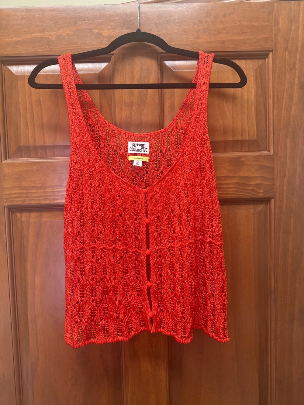 Future Collective Women's Orange Crochet Tank Top